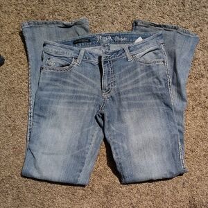 Rock Wrangler Women's Light Blue Straight Leg Jeans 7x34